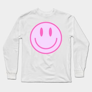 Smiley Face in Pink Long Sleeve T-Shirt